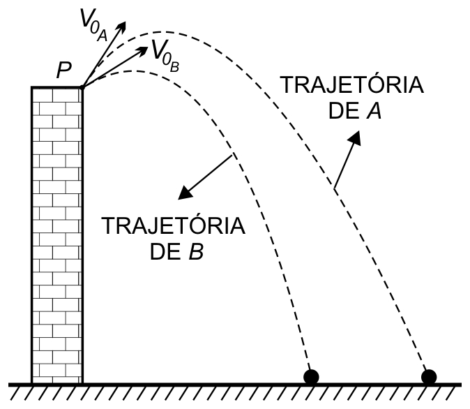 AFA 2011, questão 47: Projéteis de massas diferentes, figura 1