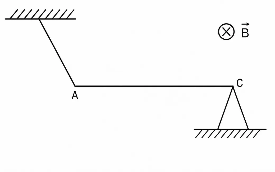 Figura da questao 58 da AFA 2027: barra AC em campo magnetico uniforme