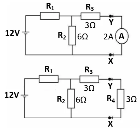 Figuras 1 e 2 da questão 94 — circuitos elétricos.