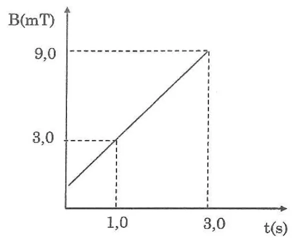 Gráfico da variação do campo magnético B(mT) em função do tempo t(s)