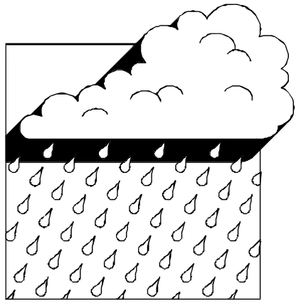 Gotas inclinadas e espaçadas regularmente em uma ilustração estroboscópica junto à janela.