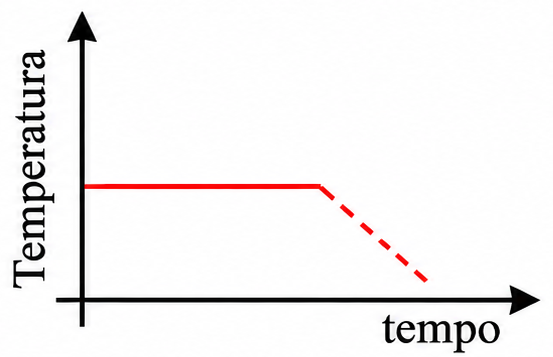 Gráfico E: Temperatura permanece constante e depois diminui.