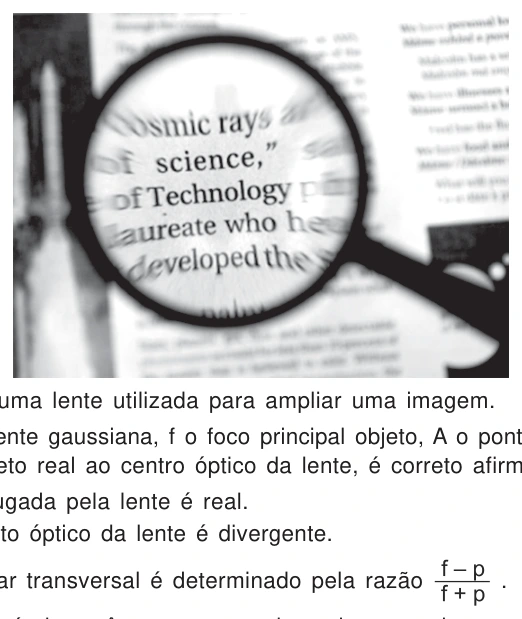 Figura da questão 56 — Lupa e imagem virtual ampliada