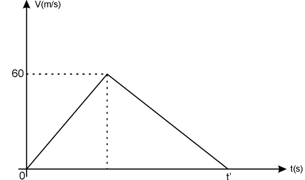 Gráfico da velocidade em função do tempo da questão 25