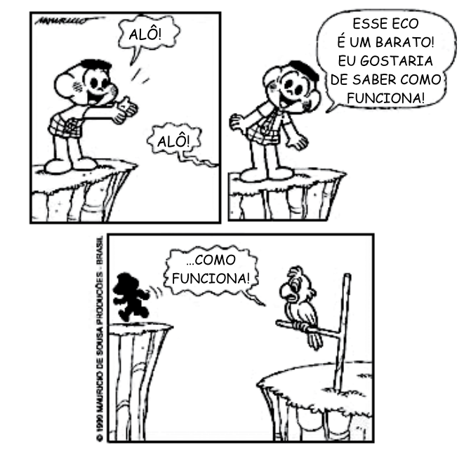Tirinha utilizada no enunciado sobre eco.