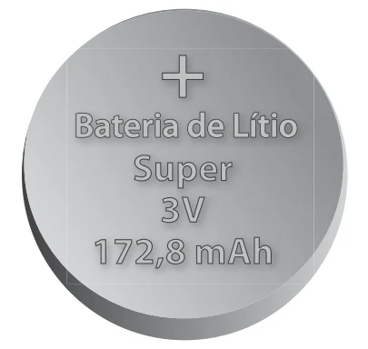 Bateria de lítio Super 3 V com carga de 172,8 mAh