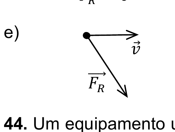 Vetor v horizontal e F_R em diagonal, formando angulo obtuso com v