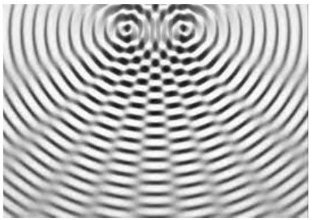 C: padrão de ondas geradas por duas fontes próximas.