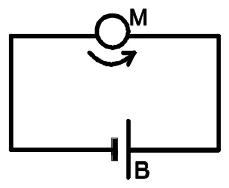 Circuito com a bateria B ligada em série ao motor M