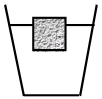 Cubo de gelo com a maior parte do volume imersa e uma pequena parte acima da superfície