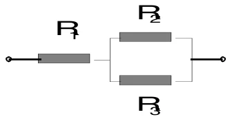 Resistor R1 em série com a associação em paralelo de R2 e R3