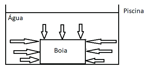 Alternativa D — pressão lateral decrescente com a profundidade e pressão para baixo