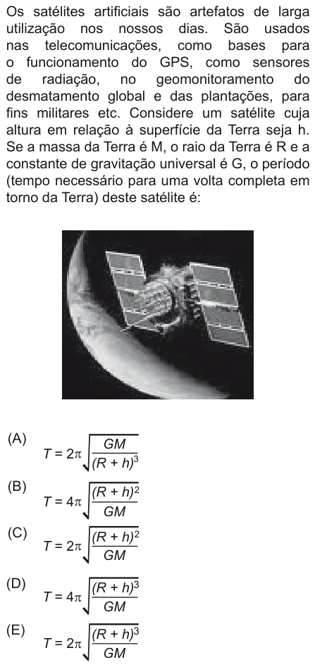 Questão 19 de Unifor Medicina 2011.1: Órbita circular — enunciado, figura e alternativas originais