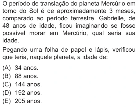 Questão 23 de Unifor Medicina 2013.2: Período de translação — enunciado, figura e alternativas originais
