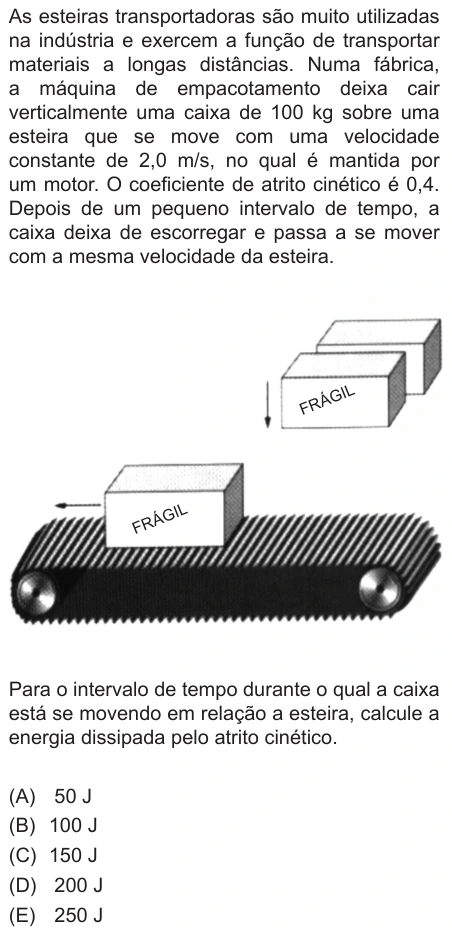 Questão 16 de Unifor Medicina 2017.2: Atrito na esteira — enunciado, figura e alternativas originais