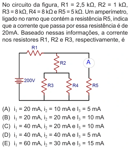 Questão 17 de Unifor Medicina 2018.2: Circuito misto — enunciado, figura e alternativas originais