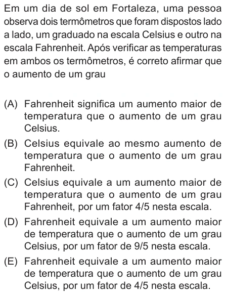 Questão 16 de Unifor Medicina 2023.2: Intervalos de temperatura — enunciado, figura e alternativas originais