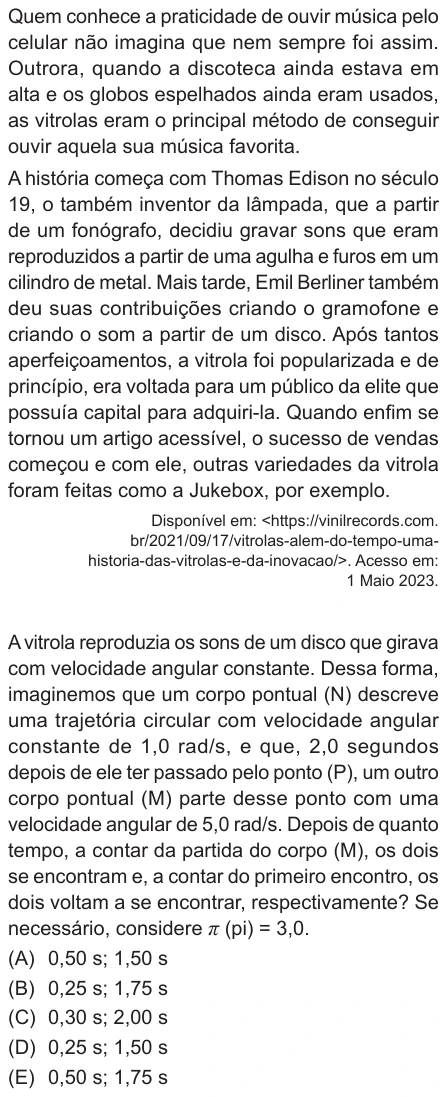 Questão 18 de Unifor Medicina 2023.2: Movimento circular relativo — enunciado, figura e alternativas originais