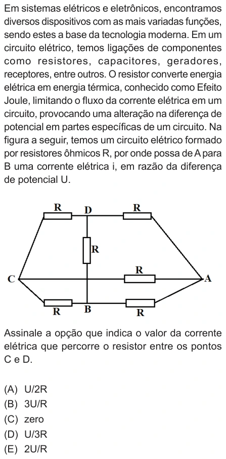 Questão 19 de Unifor Medicina 2025.1: Ponte resistiva equilibrada — enunciado, figura e alternativas originais