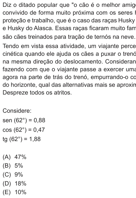 Questão 20 de Unifor Medicina 2025.1: Trabalho de força inclinada — enunciado, figura e alternativas originais