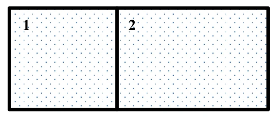 Pistão dividindo o cilindro em compartimentos 1 e 2.