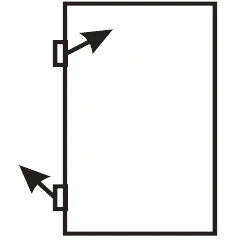 Alternativa E: Mecânica — Estática — Dobradiças da porta