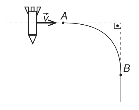 Alternativa D: Curva a partir de A seguida de reta vertical passando por B.