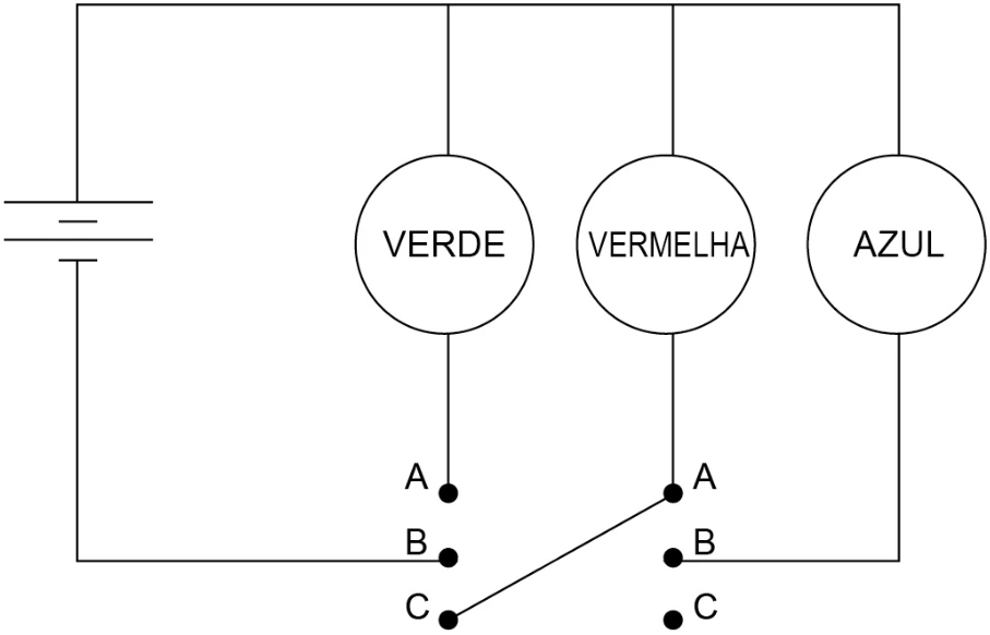Alternativa A: diagrama original de Eletricidade — Circuitos — Interruptores Comutadores