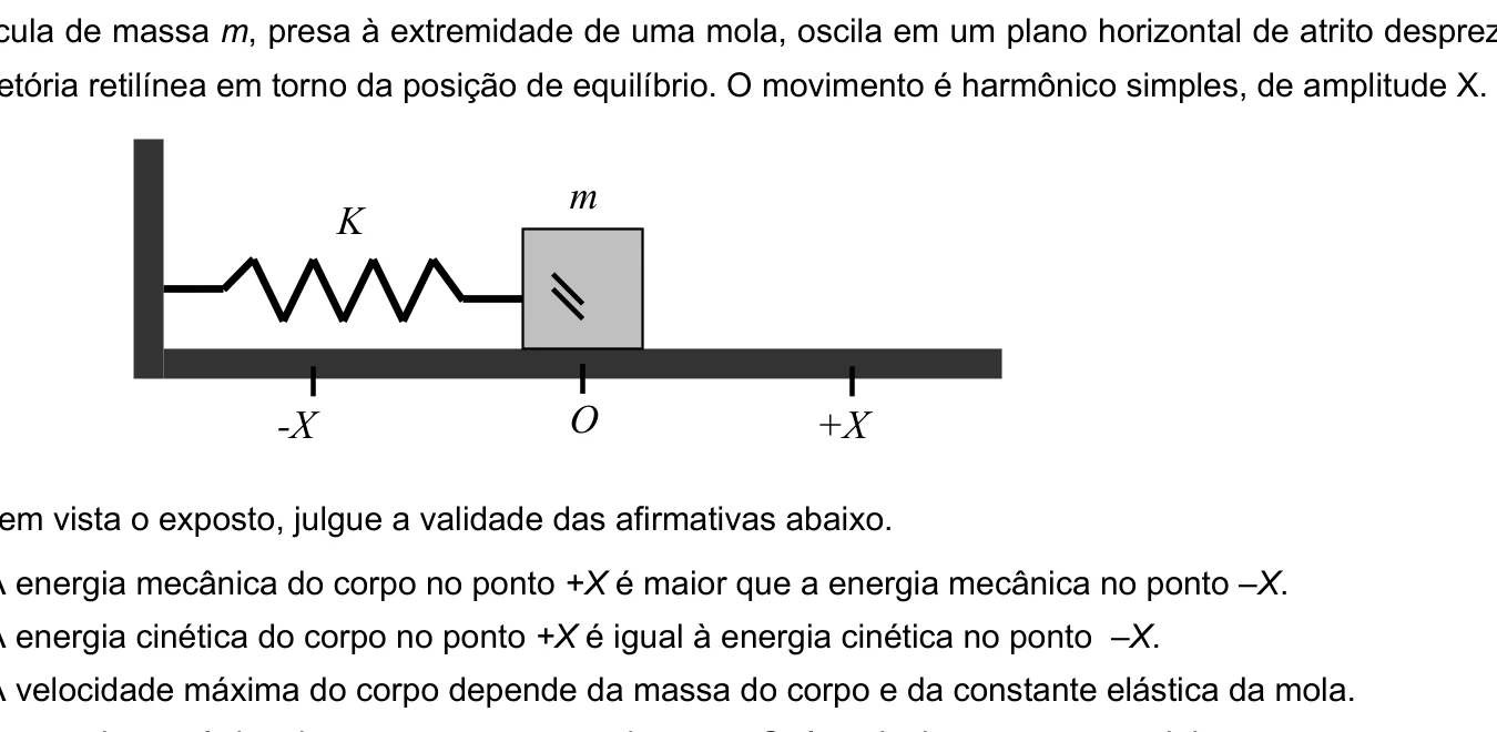 Sistema massa-mola da questão 40 do UEG SAS 2005/2