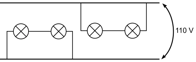 Esquema A: pares de lâmpadas em série ligados aos 110 V