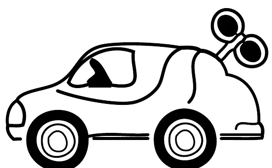 Carrinho de corda com chave de acionamento.