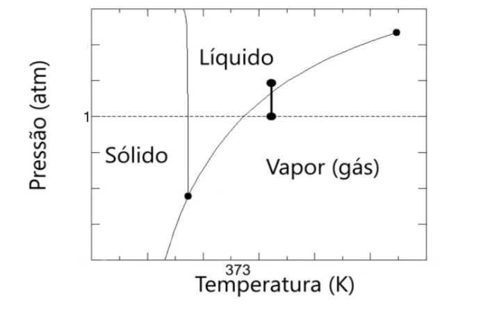Alternativa A: trajetória vertical descendente, a temperatura constante, da região líquida para a região de vapor