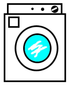 Máquina de lavar com tambor frontal, ilustrando o tombamento das roupas.