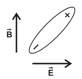Alternativa C: molécula em diagonal, não alinhada com E nem com B