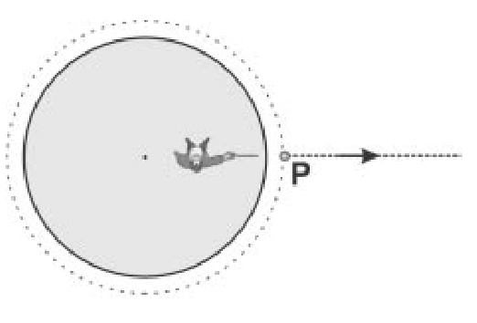 Trajetória radial para a direita.
