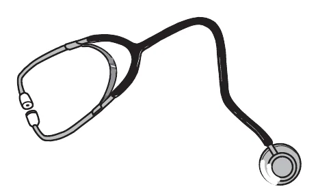 Estetoscópio com peça auricular, tubos e peça auscultatória