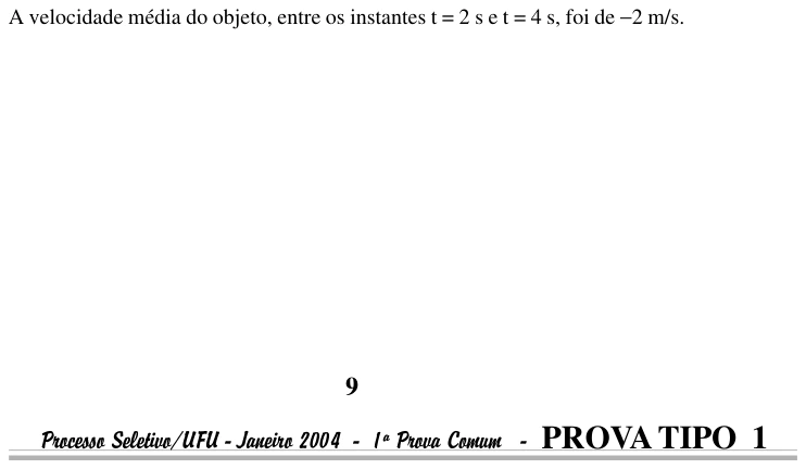 Alternativa D da questão 11, UFU 2004.1.