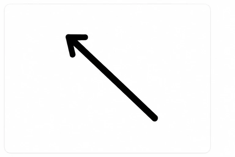 Vetor diagonal apontando para cima e para a esquerda