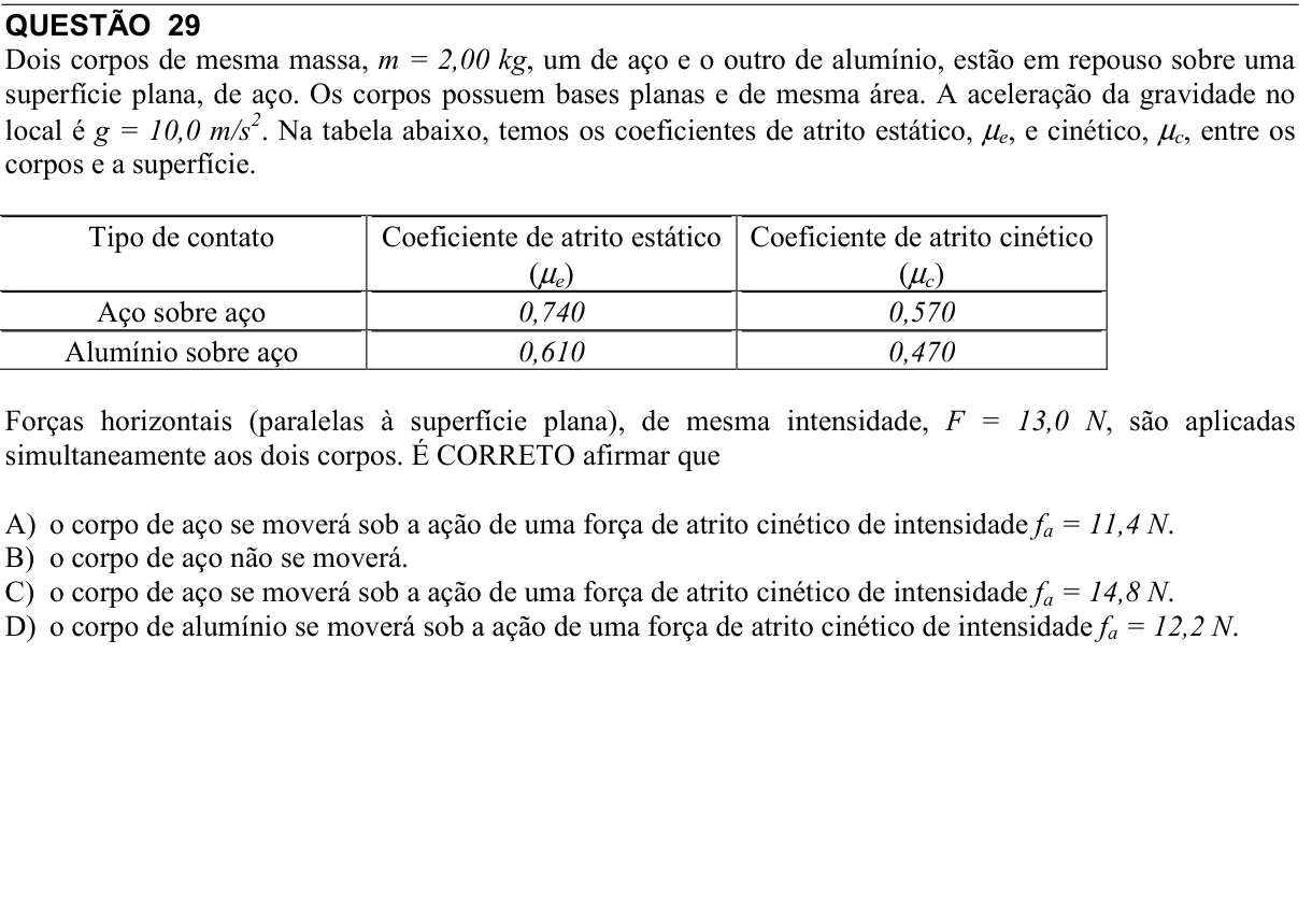 Reprodução da questão 29 do PAES 2008, 1ª etapa. O texto e as informações das figuras estão descritos acima.