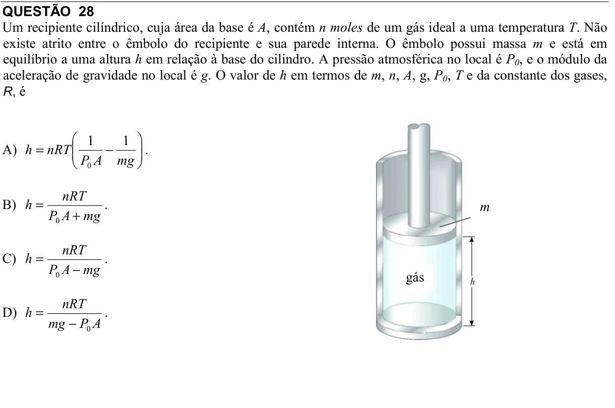 Reprodução da questão 28 do PAES 2008, 2ª etapa. O texto e as informações das figuras estão descritos acima.