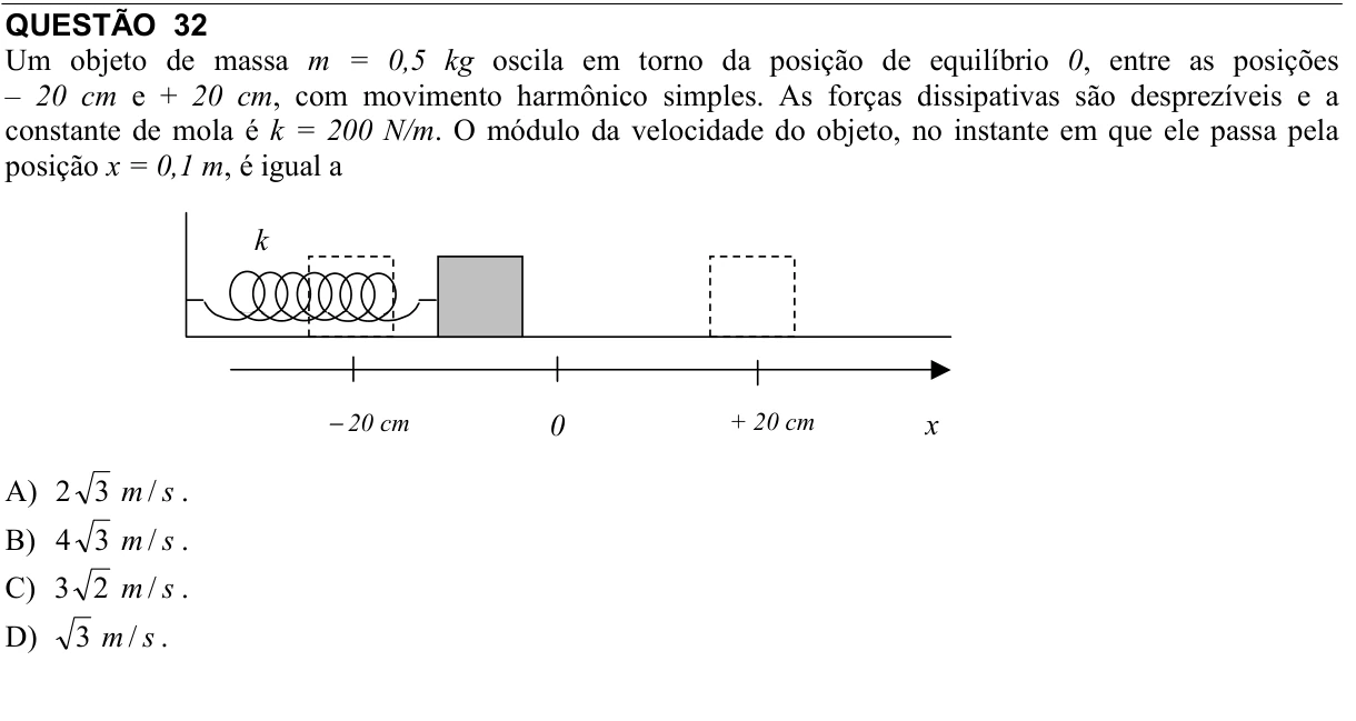 Reprodução da questão 32 do PAES 2008, 2ª etapa. O texto e as informações das figuras estão descritos acima.