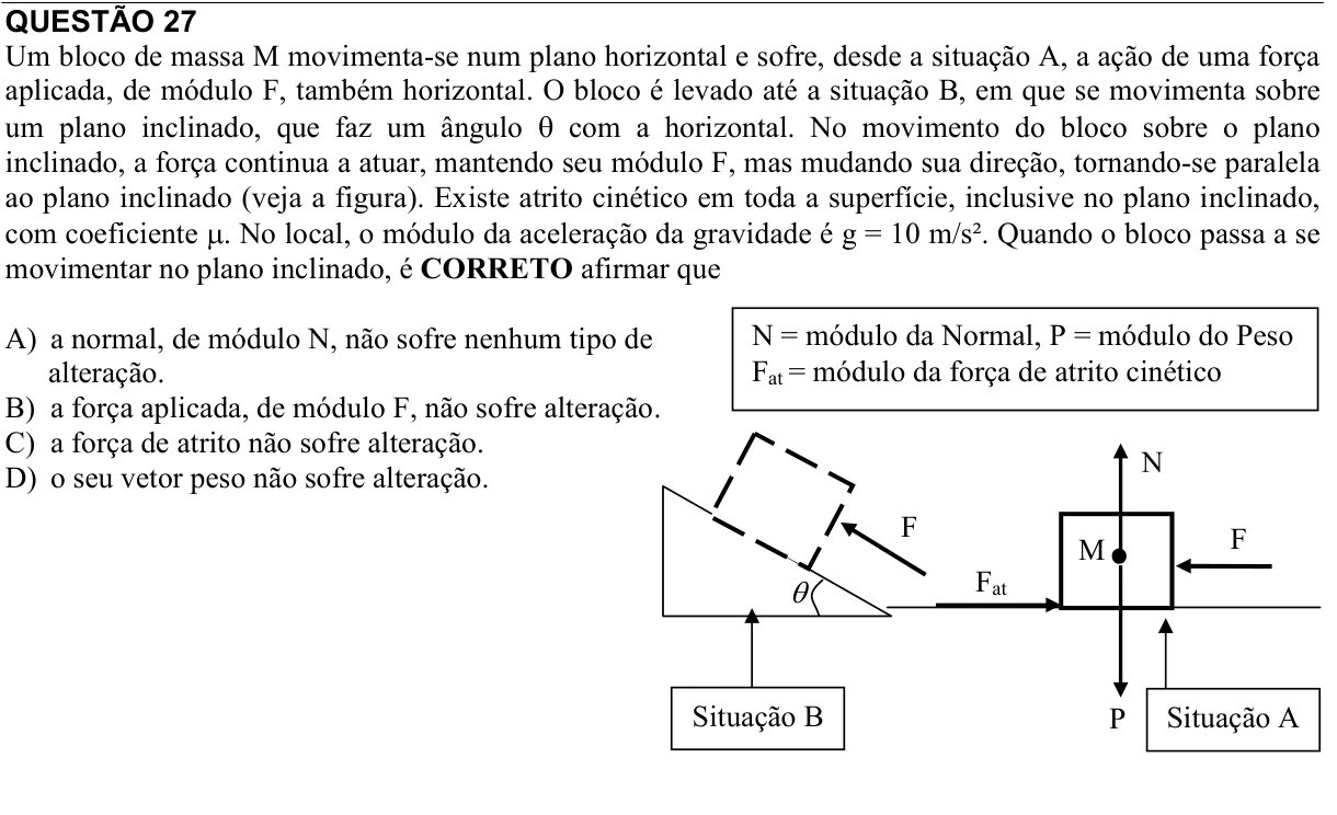 Reprodução da questão 27 do PAES 2013, 1ª etapa. O texto e as informações das figuras estão descritos acima.