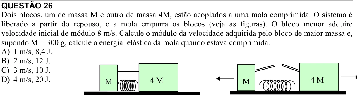 Reprodução da questão 26 do PAES 2013, 2ª etapa. O texto e as informações das figuras estão descritos acima.