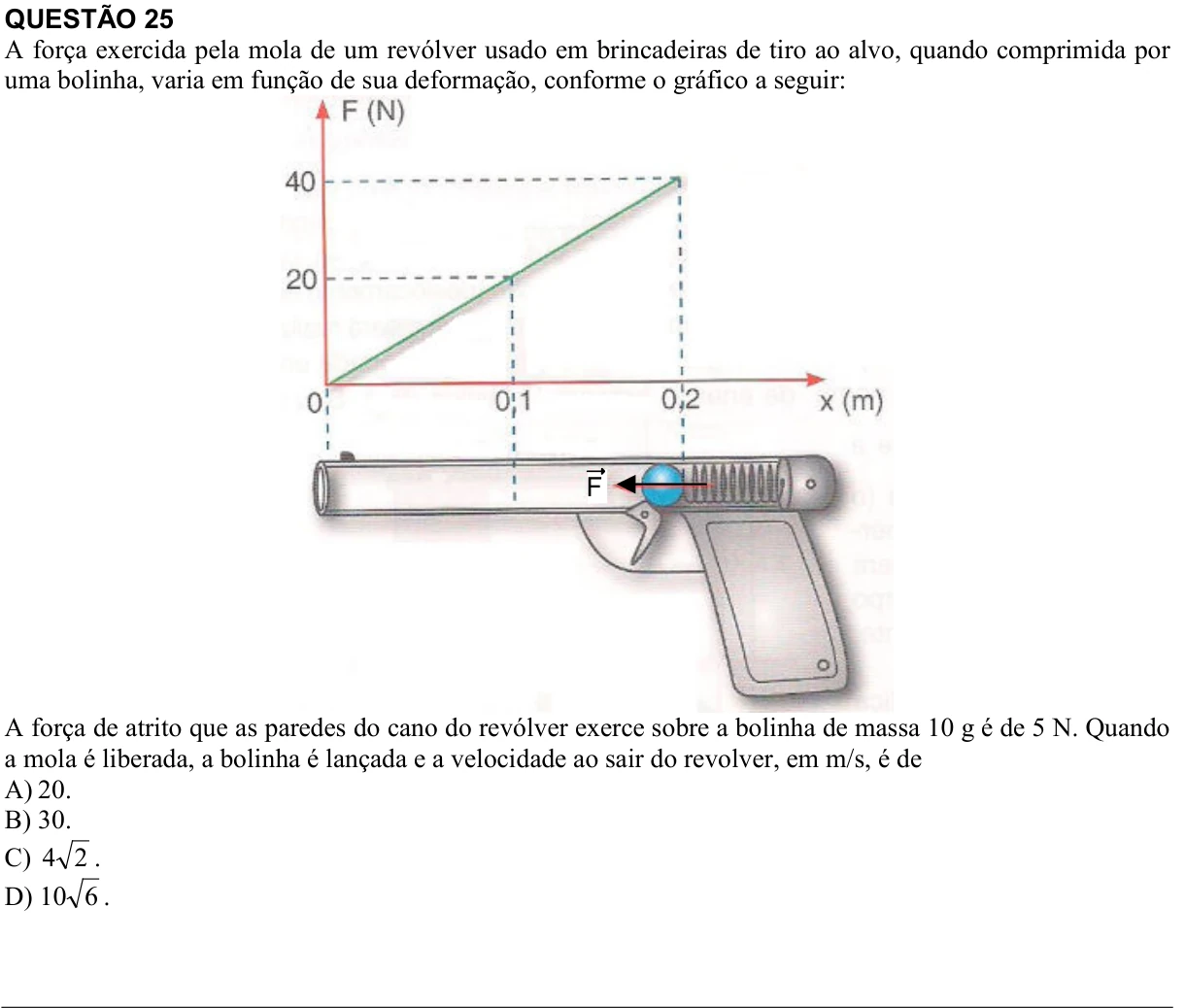 Reprodução da questão 25 do PAES 2017, 2ª etapa. O texto e as informações das figuras estão descritos acima.
