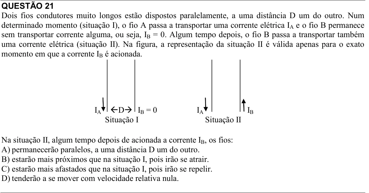 Reprodução da questão 21 do PAES 2018, 3ª etapa. O texto e as informações das figuras estão descritos acima.