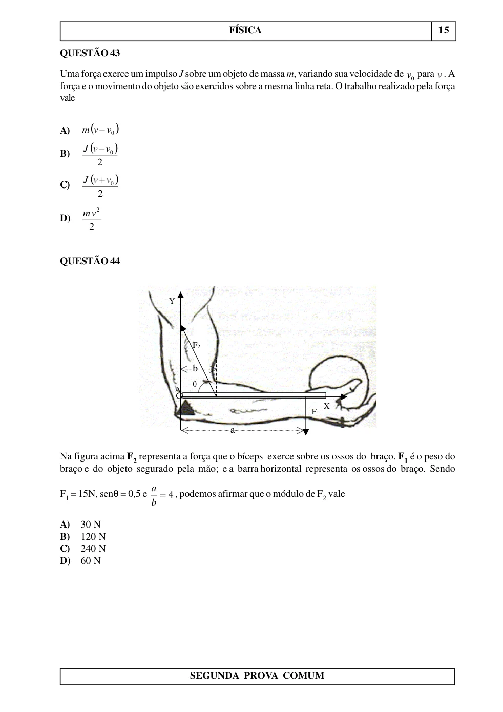 Página 27 do caderno UNIUBE 2001.1, com a questão 42 e suas figuras.