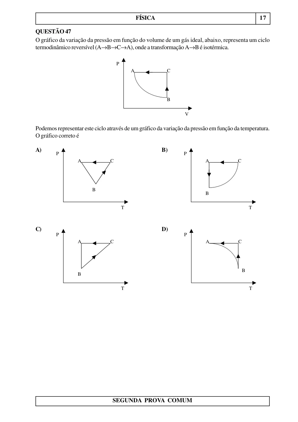 Página 29 do caderno UNIUBE 2001.1, com a questão 46 e suas figuras.
