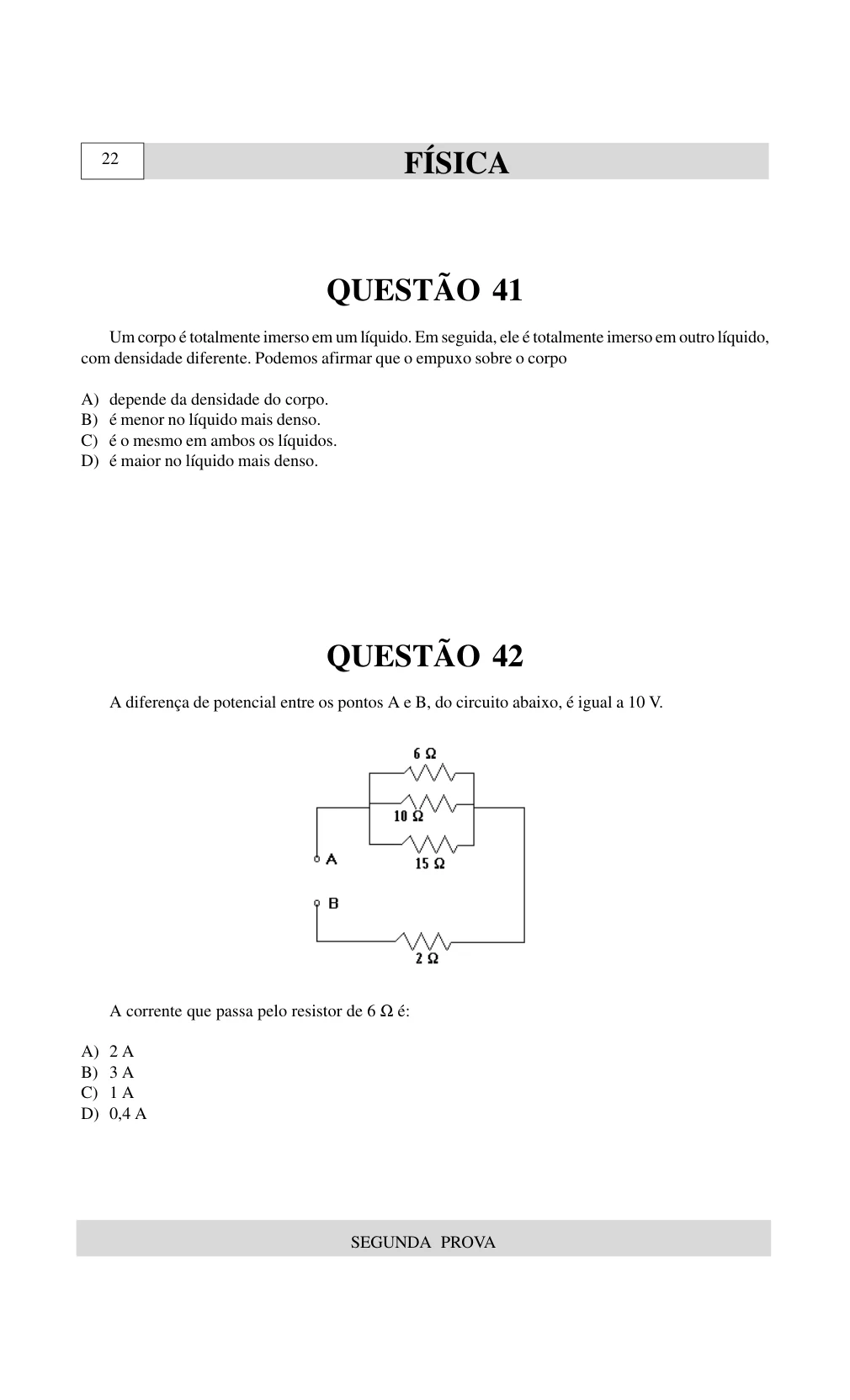 Página 36 do caderno UNIUBE 2001.2, com a questão 41 e suas figuras.