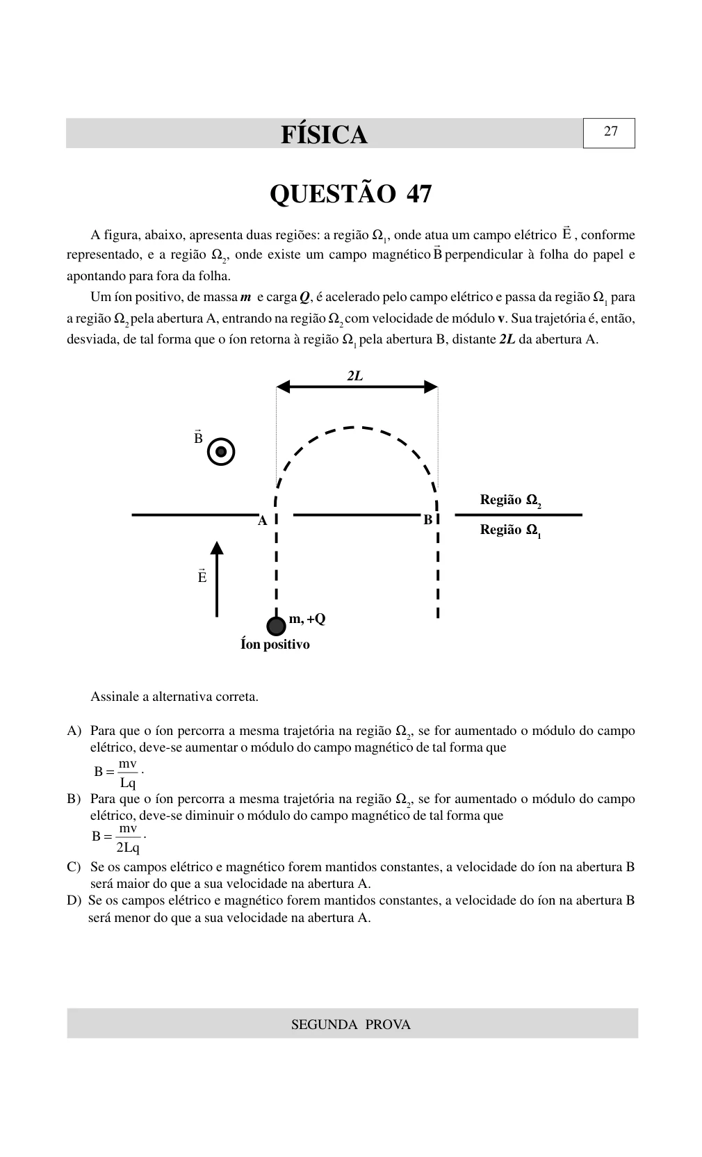 Página 41 do caderno UNIUBE 2001.2, com a questão 46 e suas figuras.