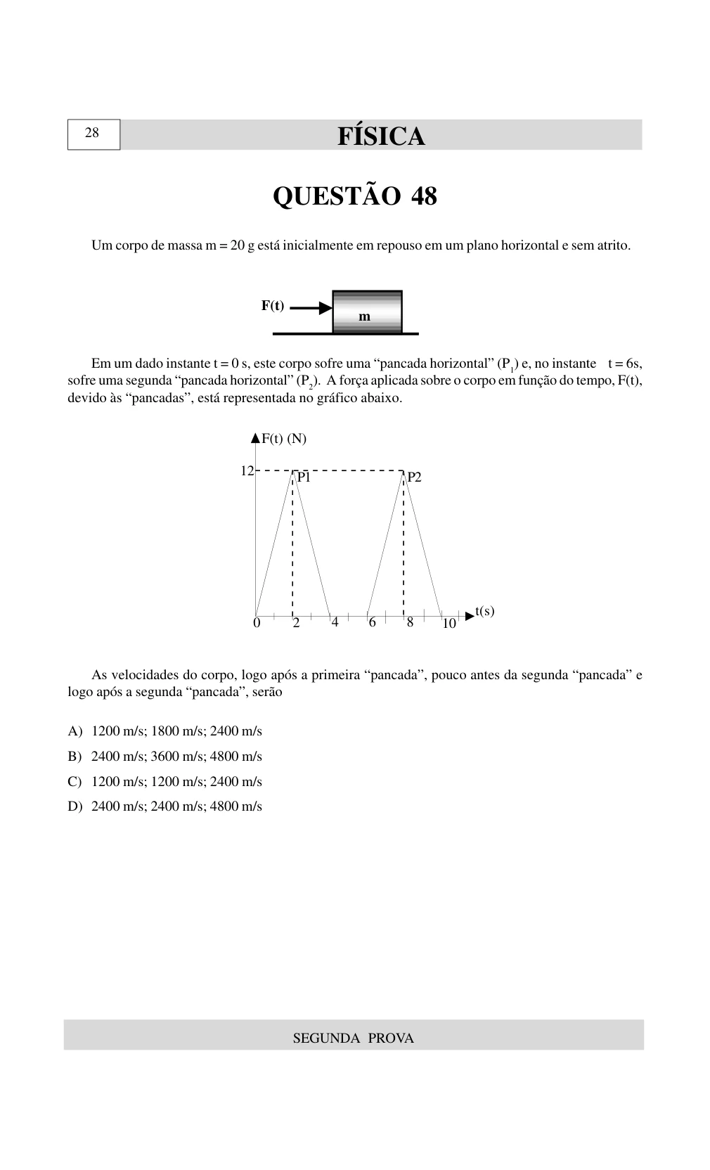Página 42 do caderno UNIUBE 2001.2, com a questão 47 e suas figuras.